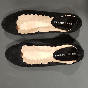 Audrey Brooke Black Suede Ballet Slippers 8M